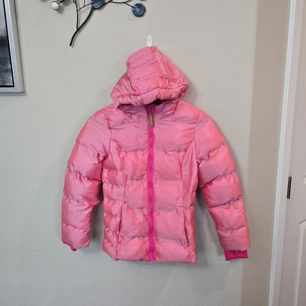 Champion Pink Hooded Quilted  Puffer Coat Jacket Kids Girls M 7-8